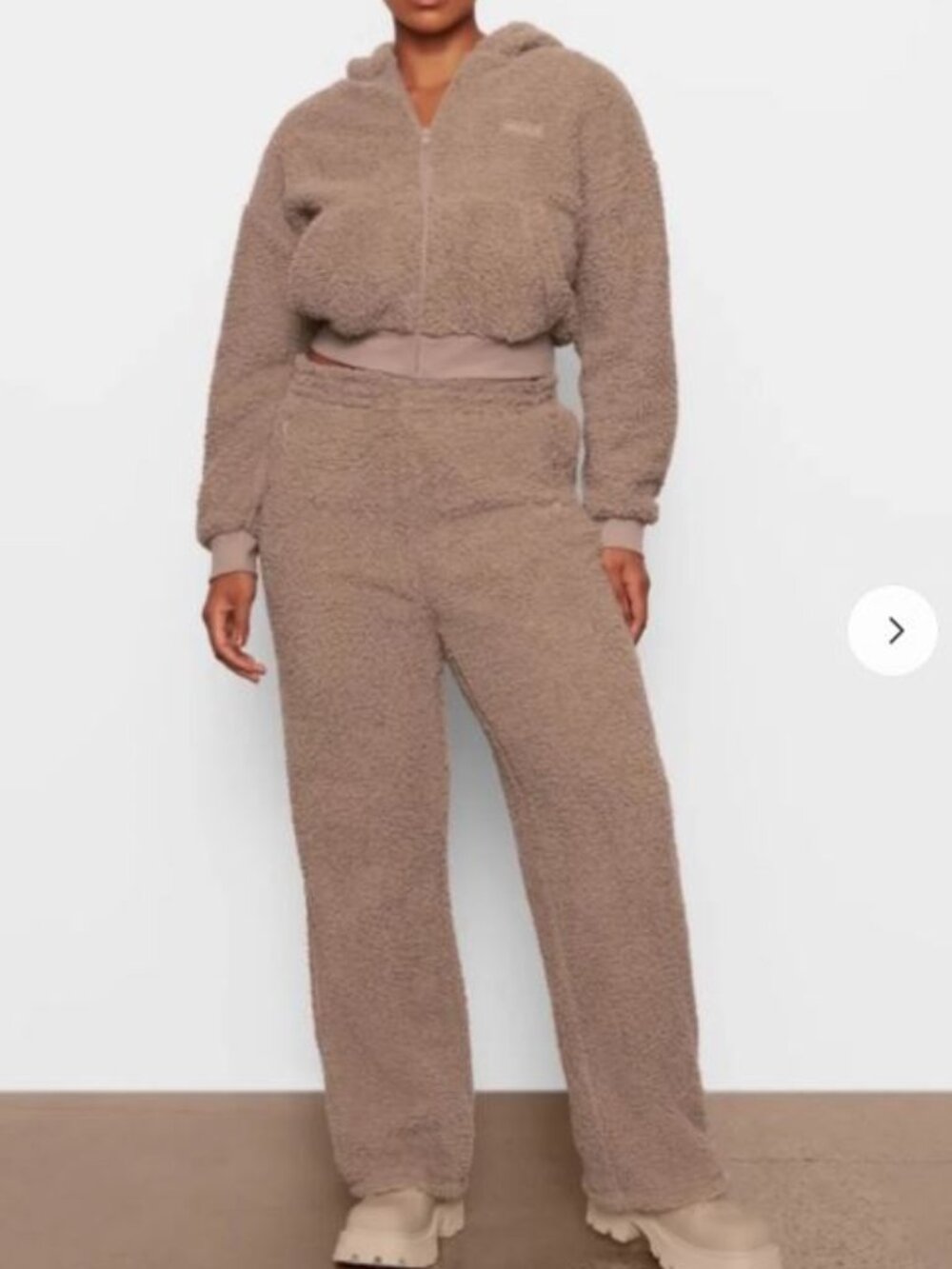 SKIMS Teddy Sherpa Cropped Jacket & Pants Women’s S Tan